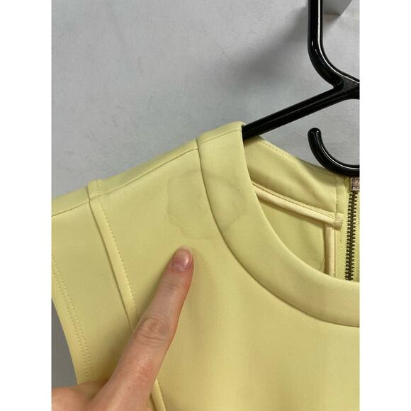 TED BAKER Nistee Skater Dress Cap Sleeve High Neck Pleat Lemon Women's 1 US4 - Picture 10 of 13